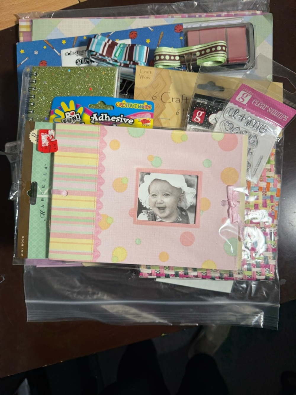 Grab bag of craft and scrapbook supplies